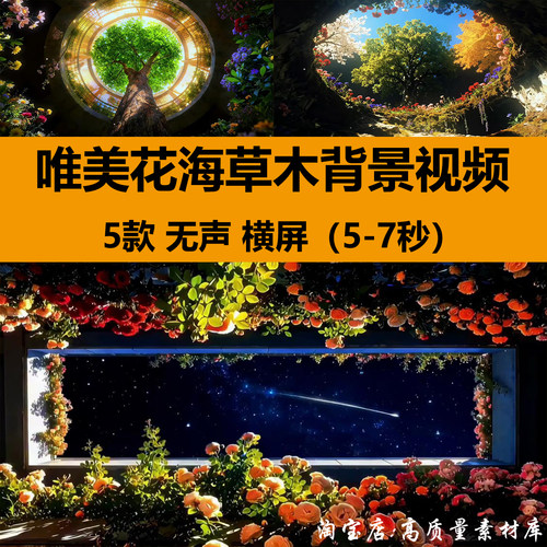 唯美梦幻鲜花朵花海草木自然风景livehouse舞台LED背景视频VJ素材