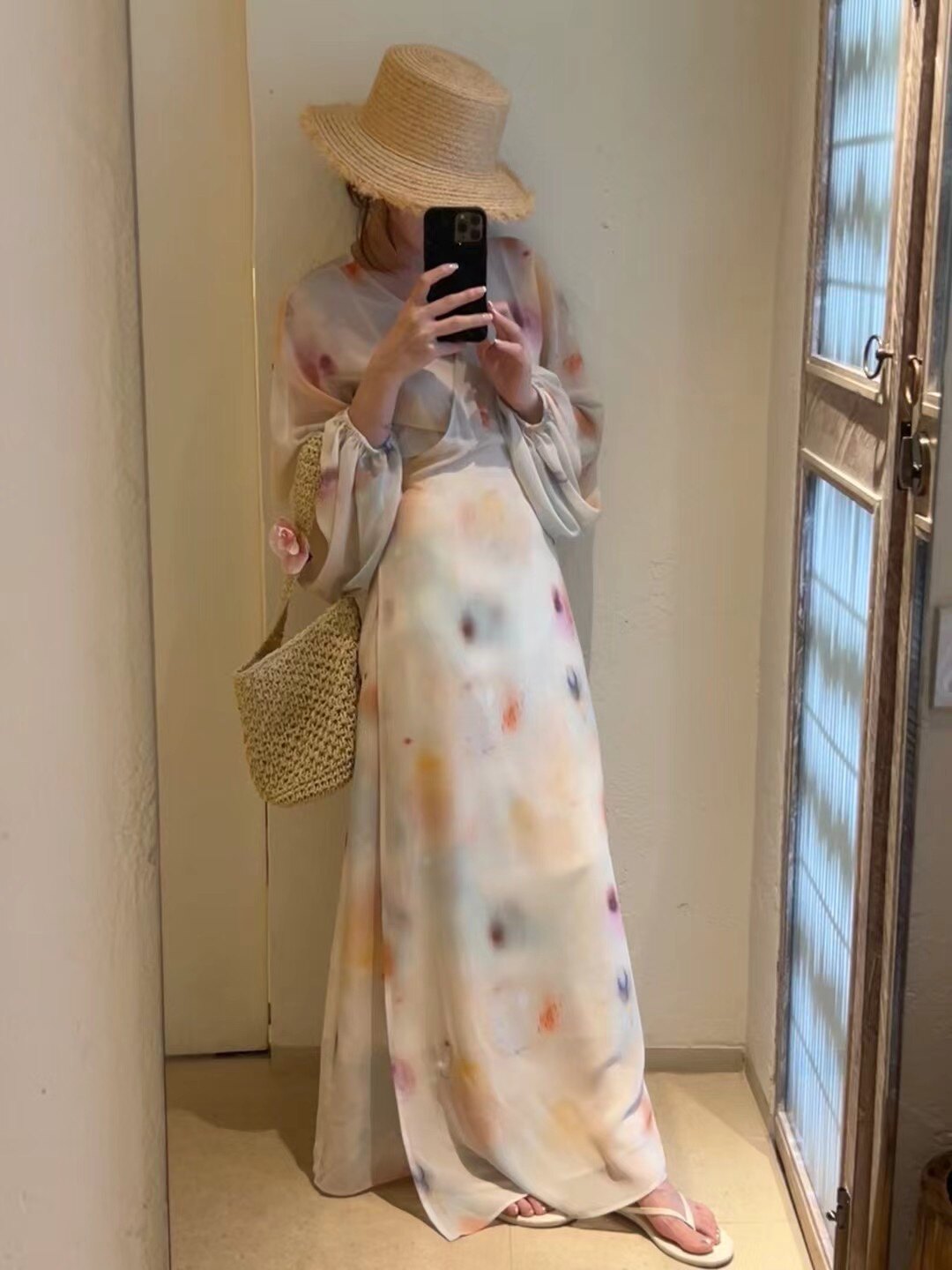 晕染V领交叉绑带彩色防晒衫连衣裙+吊带内搭防晒两件套装女2026夏