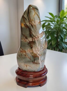 乳源彩石红色蓝色黄色石头家居客厅茶桌酒柜办公室桌面摆件J-C