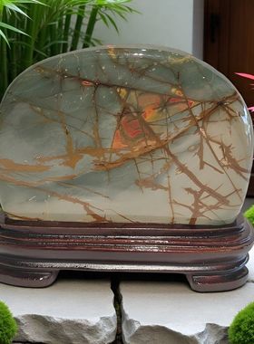 乳源彩石红黄蓝石办公室家居摆件