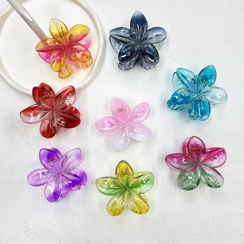 新款跨境热卖渐变鸡蛋花透明色光抓夹海边度假风紫荆花花朵盘,饰品/流行首饰/时尚饰品新,耳夹,淘宝优惠券,粉丝福利购,淘宝优惠卷