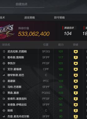 NBA2KOL2买号卖号账号成品号 5亿阵容骑士詹姆斯队全国联赛头像