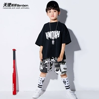 Bộ đồ khiêu vũ đường phố của trẻ em HIPHOP Hip Hop Modern Dance Boy Street Dance Trang phục ngắn tay Ngụy trang - Trang phục trang phục hóa trang cho bé