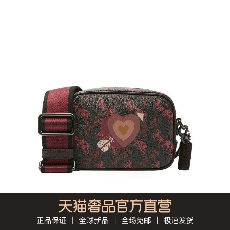 COACH/蔻驰2020春夏黑红色16号马车一箭穿心单肩斜挎包相机包女包