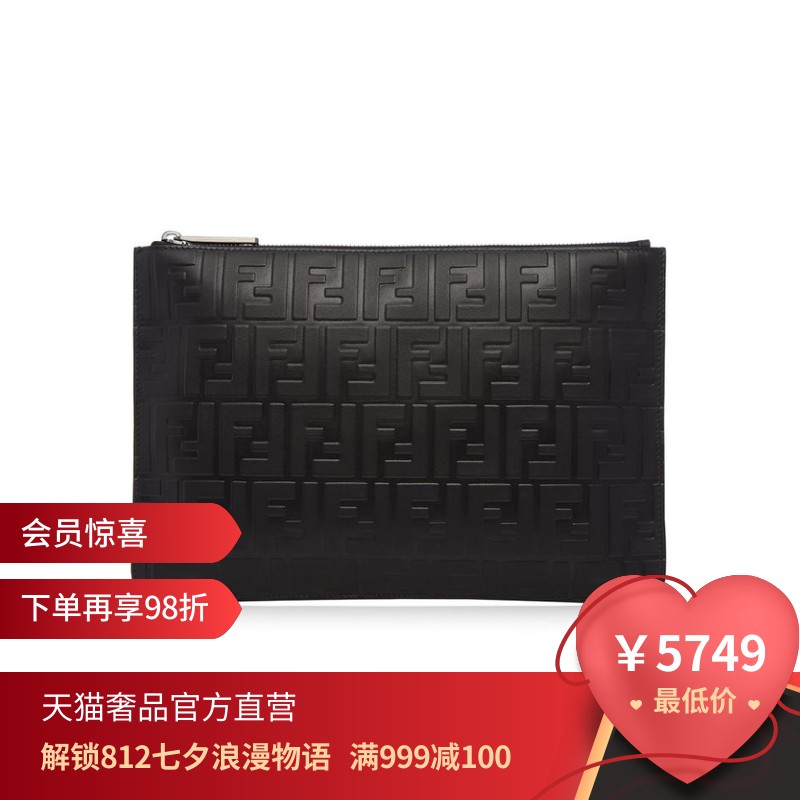 FENDI/·ÒµÏ ÄаüºÚɫѹ»¨LOGOţƤ¾µä¿îʱÉнÖÍ·³±°üÊÖÄðüÊÖ°ü