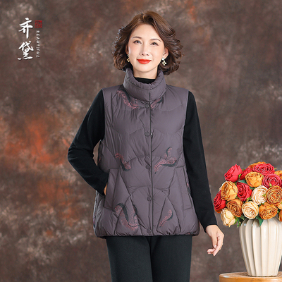 齐黛品牌羽绒服马甲女款2025新款外穿百搭加厚保暖马夹妈妈短外套