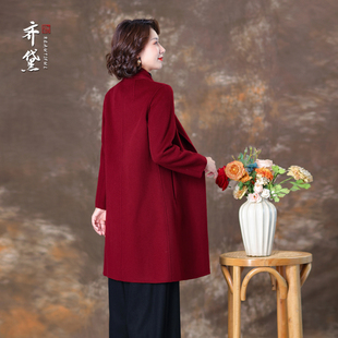 领外套 小个子妈妈高端品牌翻领西装 2025新款 双面羊绒大衣女短款