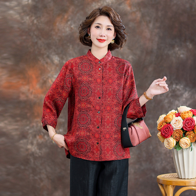齐黛新中式花罗香云纱高端女装正品上衣2025新款长袖气质真丝衬衫