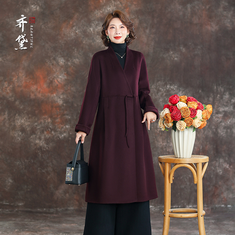 齐黛品牌大衣女双面羊绒高级感2025秋冬新款官方旗舰店羊毛呢外套