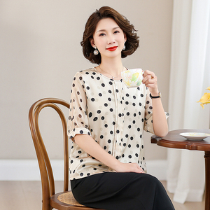 齐黛品牌真丝桑蚕丝上衣女轻奢高级感2025新款气质减龄妈妈装衬衫