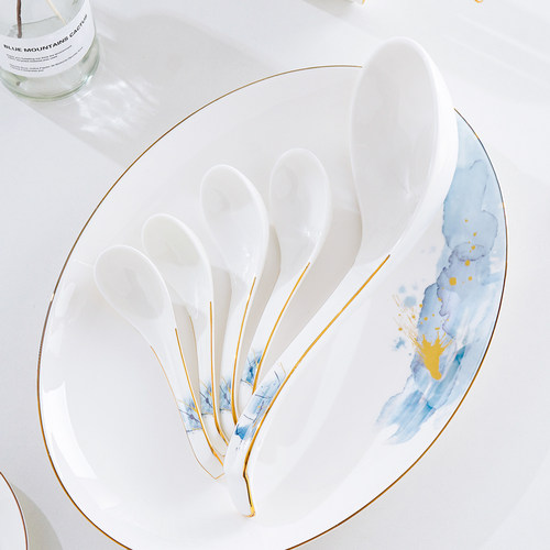 汤勺骨瓷天鹅长柄勺子家用