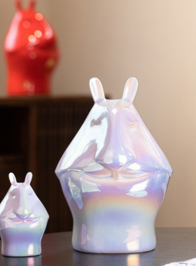 陶瓷吉祥幸福25cm兔儿爷风水摆件