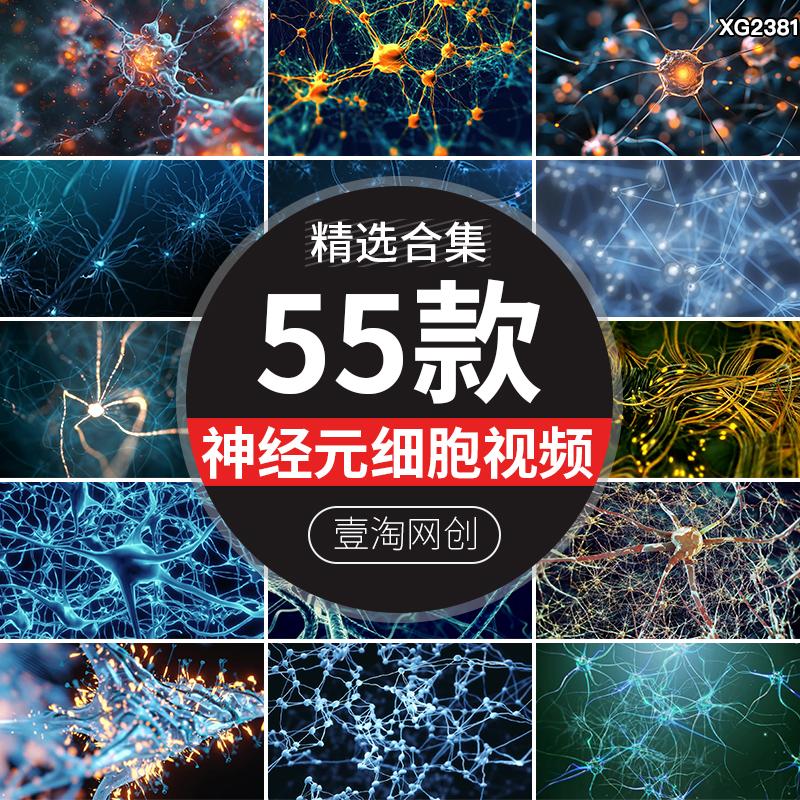 生物医疗神经元细胞网络传导递电脉冲三维动画演示短视频剪辑素材