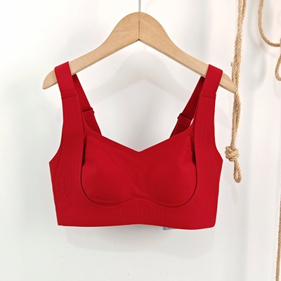 新年大红色内衣软提拉超薄大胸显小收副乳防下垂调整型女士文胸罩