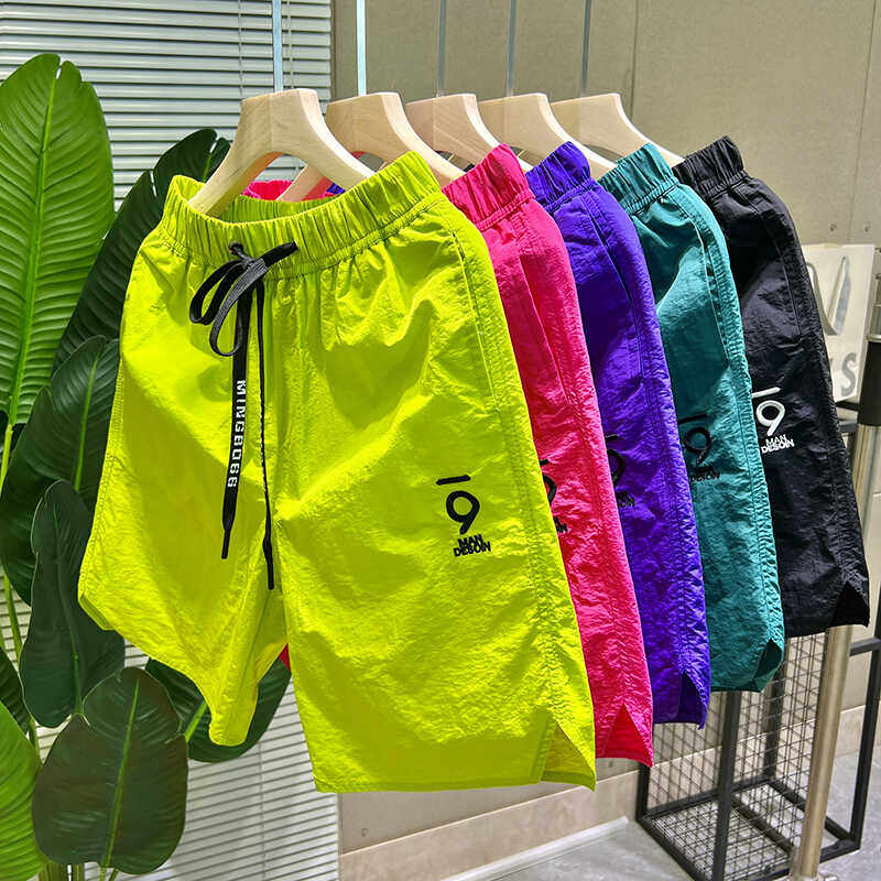 夏季男生糖果色系短裤时尚刺绣速干透气舒适沙滩裤313B-K511-P33，男装牛仔裤，星座313B