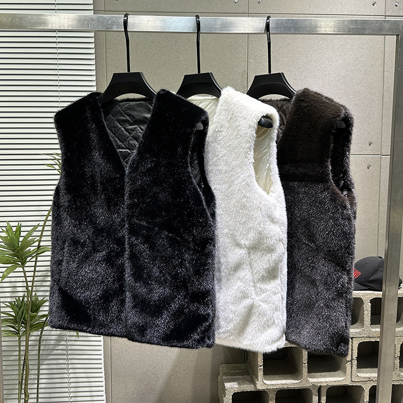 秋冬高仿版男女同款仿貂毛马甲仿兔毛纯色坎肩  313B-NC25213-P60图片
