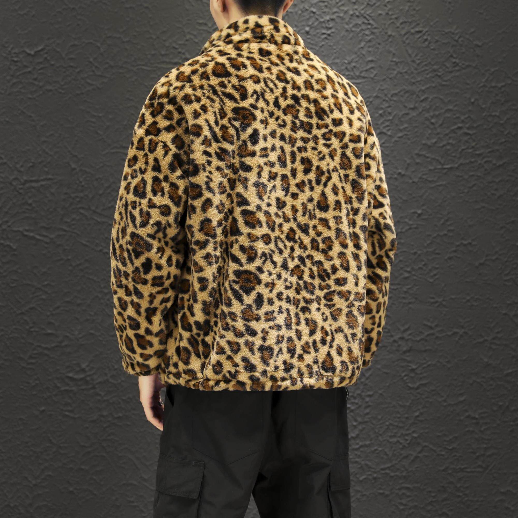 冬季豹纹满身外套保暖羊羔毛休闲棉服男韩版潮流棉衣313B-B01-P65,男装棉衣,星座313B