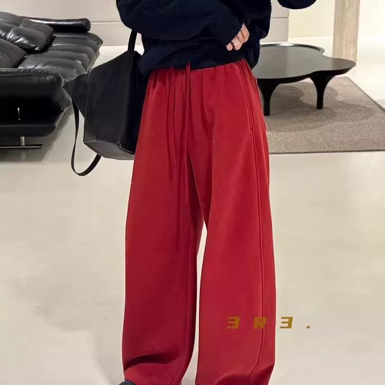 喜大东1775两穿卫裤阔腿裤女2025春夏新款时尚高腰休闲弯刀裤