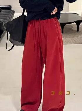 喜大东1775两穿卫裤阔腿裤女2025春夏新款时尚高腰休闲弯刀裤