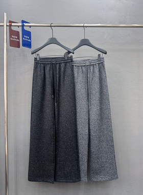 欧货2025秋冬时尚高腰抽绳细闪亮片星空卫裤宽松显瘦休闲裤长裤女