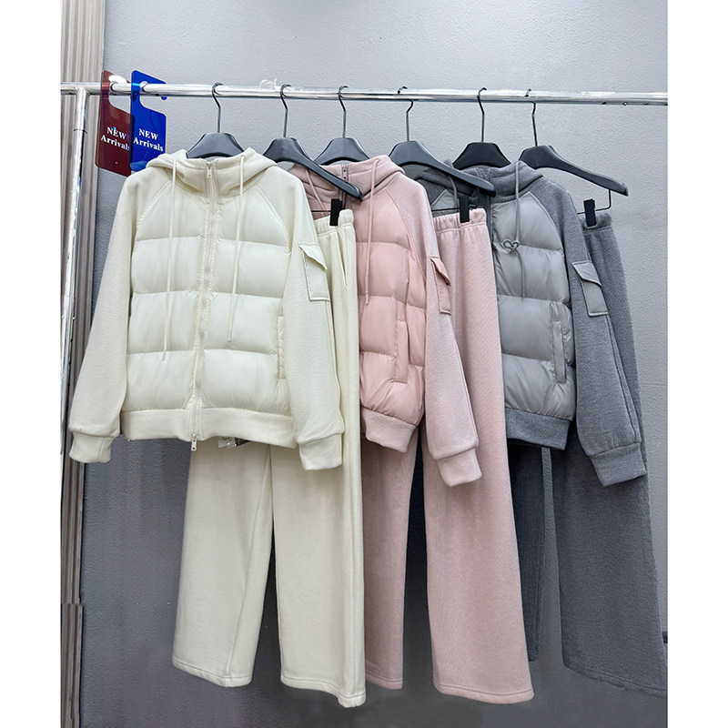 冬装穿搭一整套女新款保暖加厚棉服拼接卫衣休闲裤子两件套时尚,女装/女士精品,时尚套装,淘宝优惠券,粉丝福利购,淘宝优惠卷