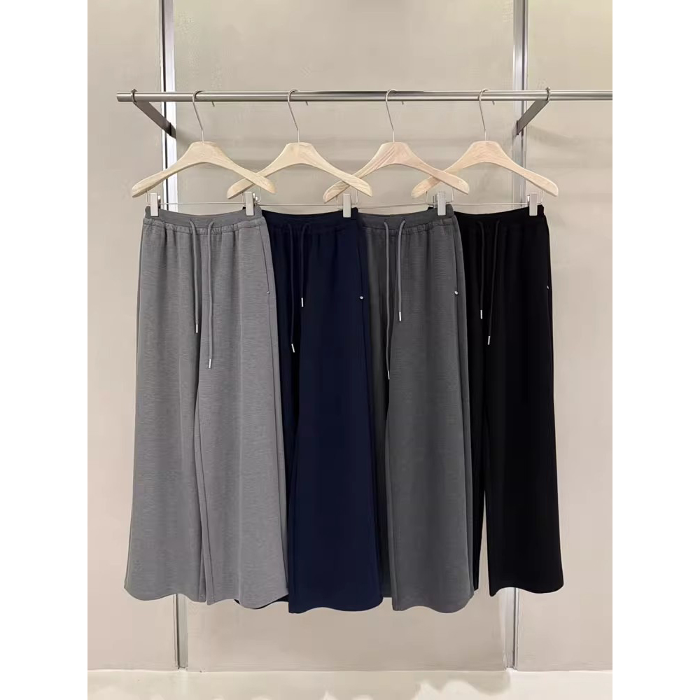 3R3运动休闲卫裤女2025春季新款高腰显瘦宽松直筒垂感拖地阔腿裤