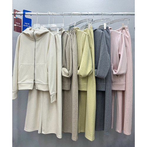 欧洲站2025秋季新款时尚休闲运动套装女连帽卫衣外套阔腿裤两件套