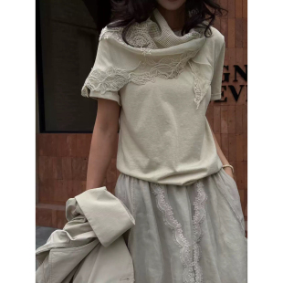 两件套女休闲通勤款 蕾丝刺绣披肩短袖 新款 深圳南油2026春季