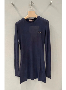 南油2025夏季新款藏蓝色休闲百搭圆领长袖T恤女打底衫轻薄防晒衫