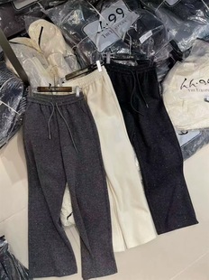 长裤 宽松显瘦休闲裤 女 高腰抽绳细闪亮片星空卫裤 欧货2025秋冬时尚