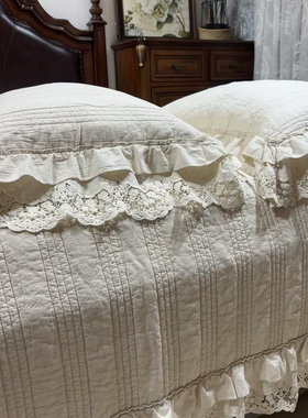 米色棉麻床盖被套夏被四件套