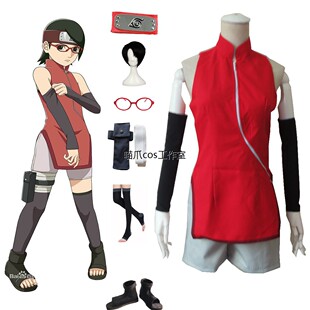 火影忍者博人传宇智波佐良娜旗袍服动漫Cosplay女装/假发眼镜现货