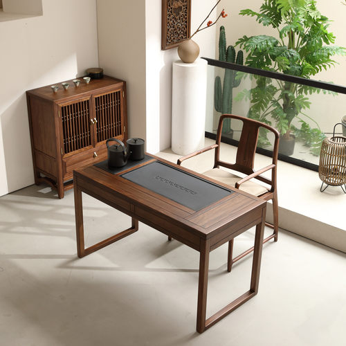 新中式实木茶桌椅组合家用功夫茶台小型办公室禅意茶桌茶室茶桌椅