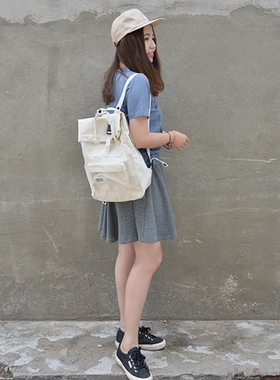 清仓 日本ROOTOTE双肩包托特包白色休闲背包男女通用纯色方形书包