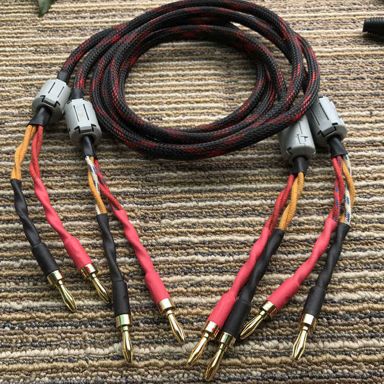进口喇叭线发烧级音箱线hifi纯铜音响线材香蕉头插头连线