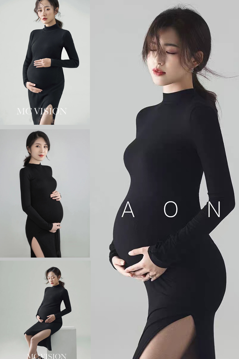 孕妇摄影服装新款黑色显瘦拍照