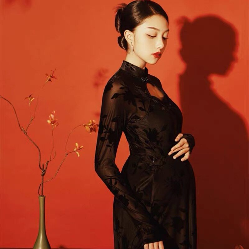 中国风孕妇拍照服装影楼工作室复古连衣裙摄影孕妈咪艺术拍照旗袍