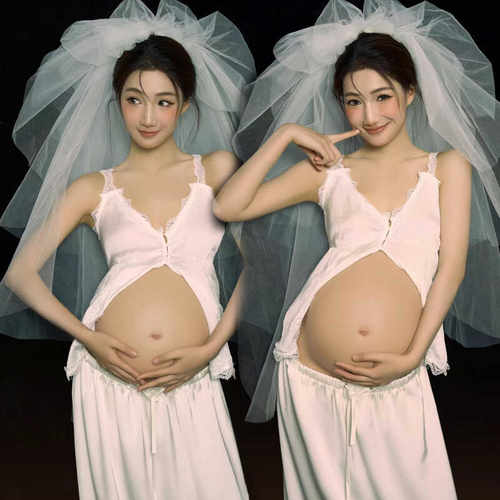 大肚照套装欧美主题白色写真服饰
