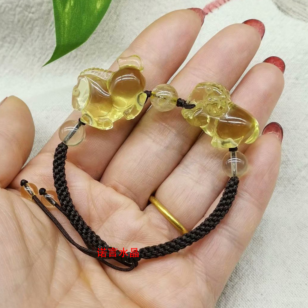 天然黄水晶生肖马羊手链属马属羊手链