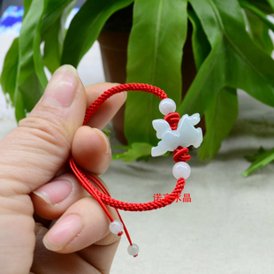 正品天然翡翠玉生肖马手链 立体小玉马红绳手链 六合手编手绳