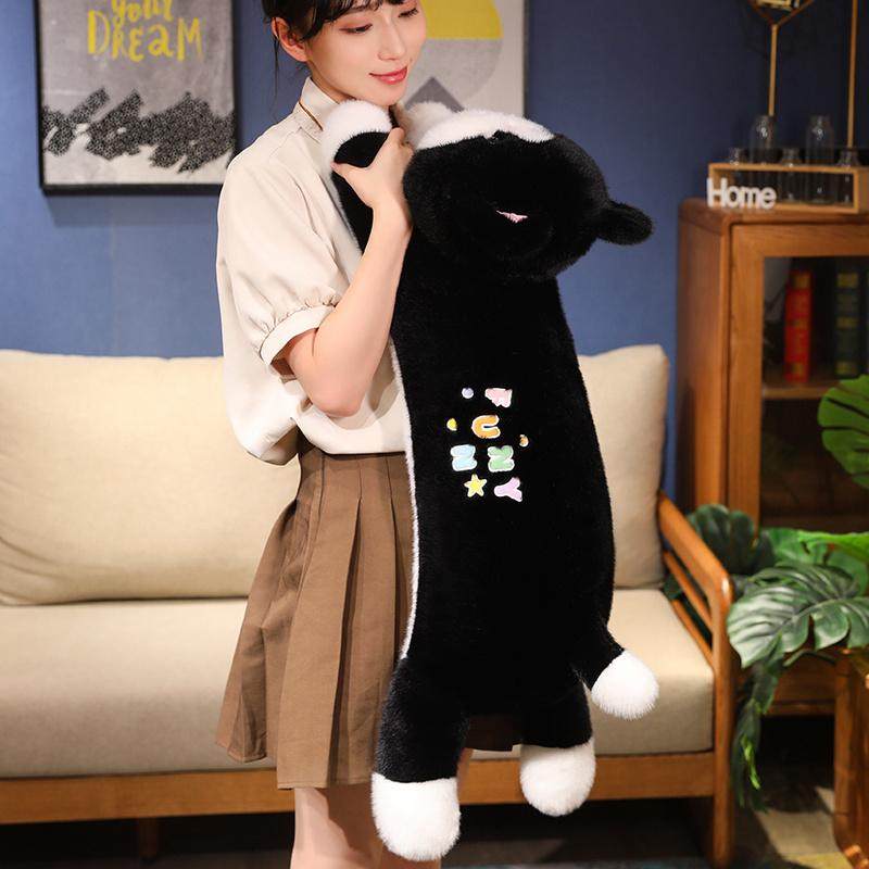 黑猫公仔睡觉长抱枕礼物