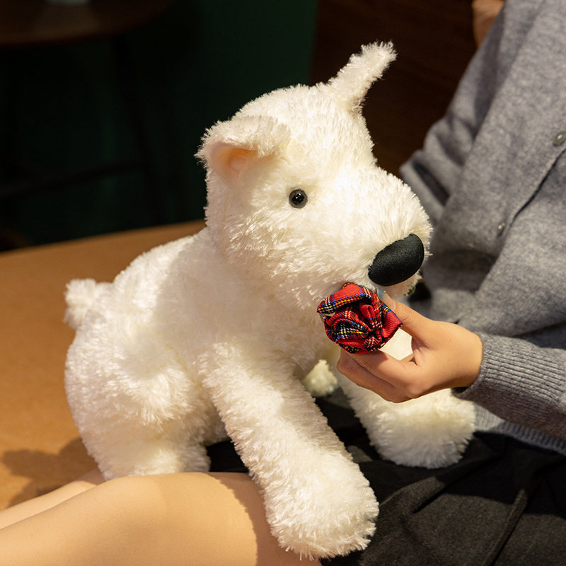 玫瑰花西高地小狗玩偶睡觉抱枕狗狗毛绒玩具布娃娃公仔生日礼物女