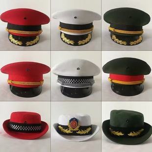 升旗手大檐帽舞台演出乐队大盖帽学生仪仗队卷边女士帽子男女礼帽