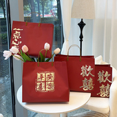 喜庆高档特厚礼品袋福袋服装 手提袋定制 店大红色欢喜新年礼物包装