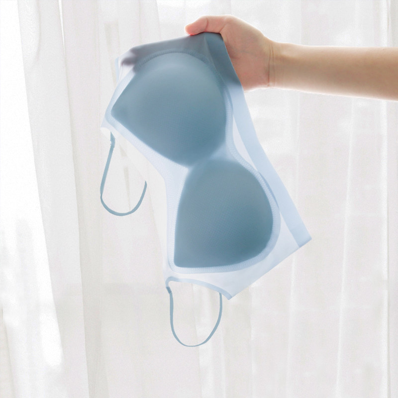 夏季美背无痕内衣女薄款小胸聚拢背心式文胸冰丝内衣上托吊带抹胸