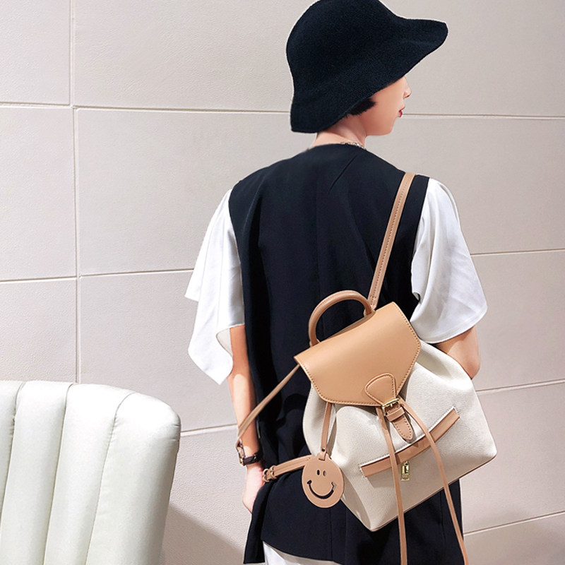 NICHE DESIGN CONTRASTING HIGH TEXTURE BACKPACK WOMENS 2023 FASHION NEW KOREAN VERSION WOMENS BAG COMMUTER TRAVEL BACKPACK