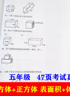 五年级下册长方体正方体体积表面积容积单位换算计算应用题练习本