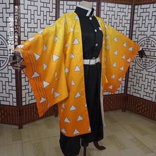 我妻善逸cosplay服假发木屐鬼灭之刃C服动漫服装外贸出口服装现货