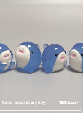Good mood! 创意可爱夜光鲨鱼鱼缸海族馆装饰小摆件 解压治愈礼物