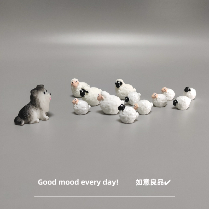 Good mood! 治愈系呆萌小羊小狗迷你摆件 工位办公桌面解压小礼物图片